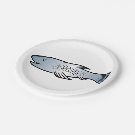 Dode vis papieren bordje (Gekanteld)