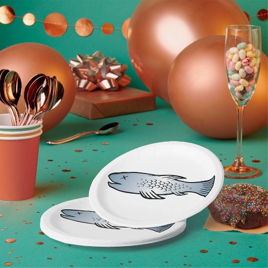 Dode vis papieren bordje