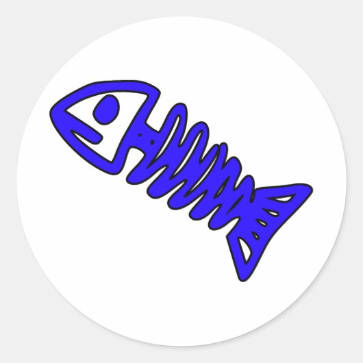 Dode vissen Skeletspieren Botten Fossil Blue Ronde Sticker (Voorkant)