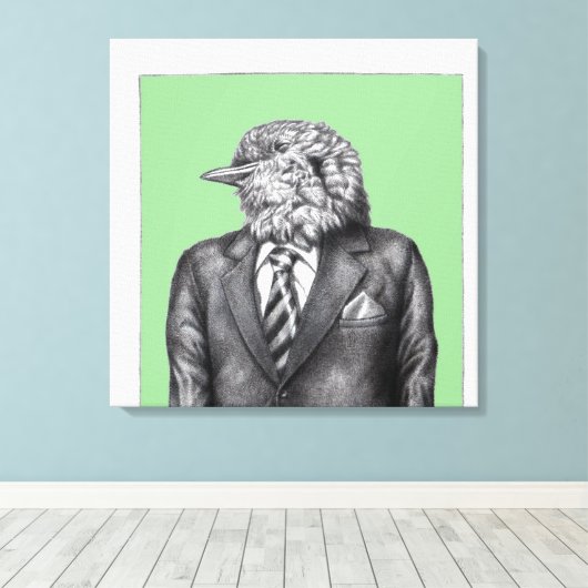 Dode vogel in zwarte pakken (Moegi) Canvas Afdruk (Insitu (Houten vloer))