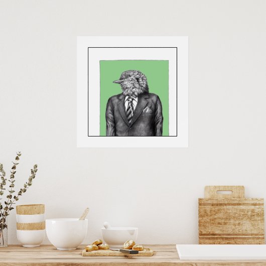 Dode vogel in zwarte pakken (Moegi) Poster (Keuken)