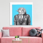 Dode vogel in zwarte pakken (Old-School Blue) Canvas Afdruk (Insitu (Woonkamer))