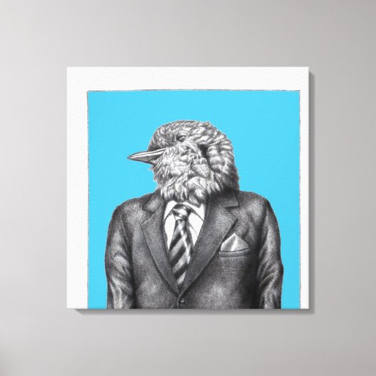 Dode vogel in zwarte pakken (Old-School Blue) Canvas Afdruk (Voorkant)