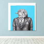 Dode vogel in zwarte pakken (Old-School Blue) Canvas Afdruk (Insitu (Houten vloer))