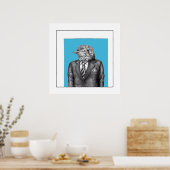 Dode vogel in zwarte pakken (Old-School Blue) Poster (Keuken)