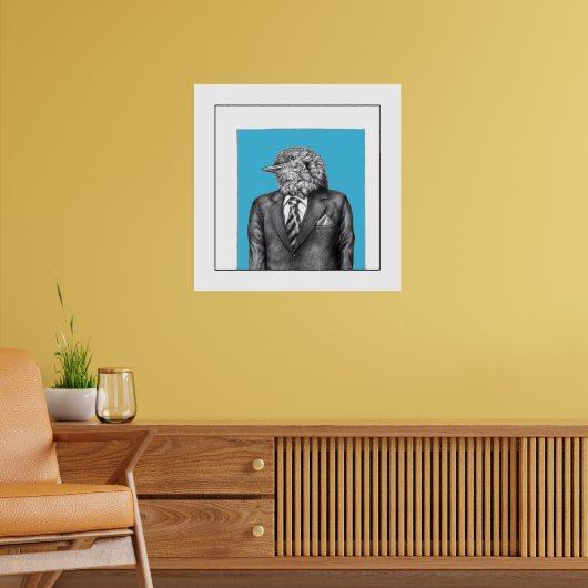 Dode vogel in zwarte pakken (Old-School Blue) Poster (Woonkamer 2)