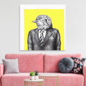 Dode vogel in zwarte pakken (retro geel) canvas afdruk (Insitu (Woonkamer))