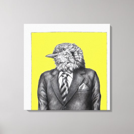 Dode vogel in zwarte pakken (retro geel) canvas afdruk (Voorkant)