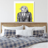 Dode vogel in zwarte pakken (retro geel) canvas afdruk (Insitu (Slaapkamer))