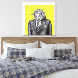 Dode vogel in zwarte pakken (retro geel) canvas afdruk