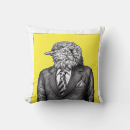 Dode vogel in zwarte pakken (retro geel) kussen