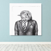 Dode vogel in zwarte pakken (sneeuw) canvas afdruk (Insitu (Houten vloer))