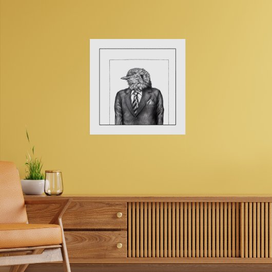 Dode vogel in zwarte pakken (sneeuw) poster (Woonkamer 2)