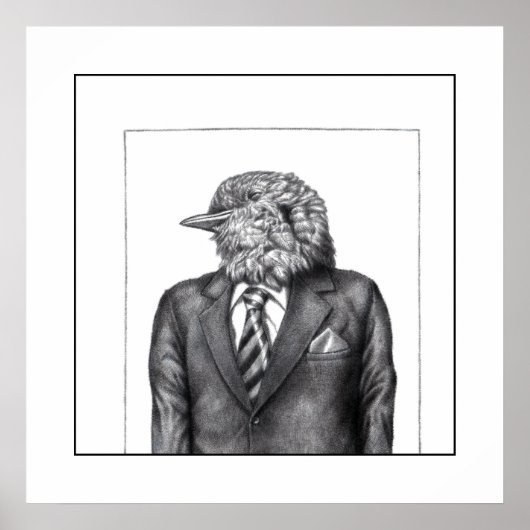 Dode vogel in zwarte pakken (sneeuw) poster (Voorkant)