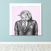 Dode vogel in zwarte pakken (Ume) Canvas Afdruk (Insitu (Houten vloer))