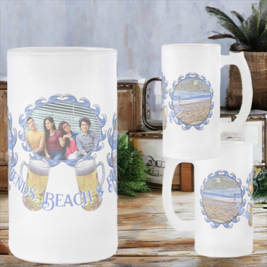 Dode vrienden, strand en bier 786 matglas bierpul