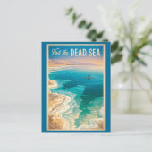 Dode Zee Illustratie Reis Kunst Vintage Briefkaart (Staand voorkant)