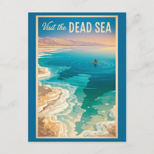 Dode Zee Illustratie Reis Kunst Vintage Briefkaart (Voorkant)