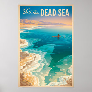 Dode Zee Illustratie Reis Kunst Vintage Poster