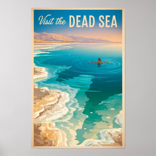 Dode Zee Illustratie Reis Kunst Vintage Poster (Voorkant)