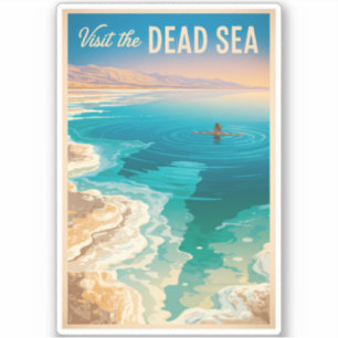 Dode Zee Illustratie Reis Kunst Vintage Sticker