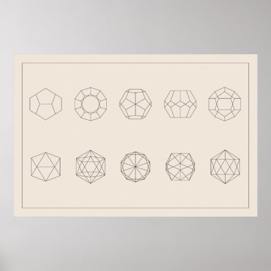 Dodecahedorn- en Icosahedron-projecties Poster (Voorkant)