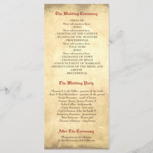 Dodelijk mooi gotische schedel paar bruiloft progr programmakaart (Achterkant)