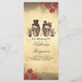 Dodelijk mooi gotische schedel paar bruiloft progr programmakaart