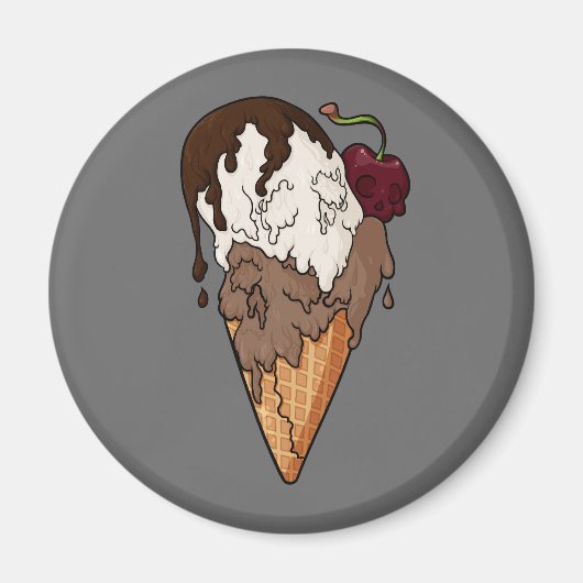 Dodelijk Sweet Classic Skull Ice Cream Magneet (Voorkant)