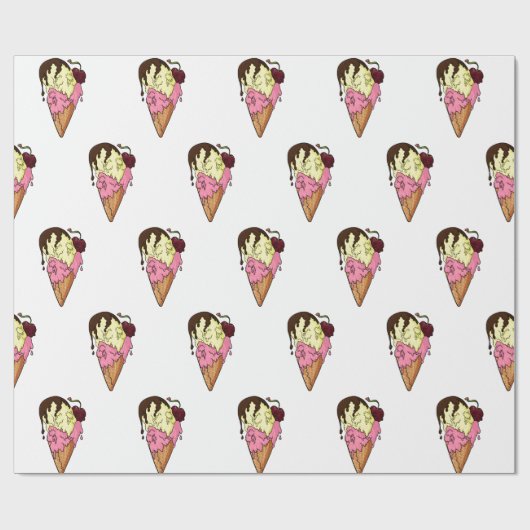 Dodelijk Sweet Strawberry n' Banana Skull Ice Crea Cadeaupapier (Vlak)