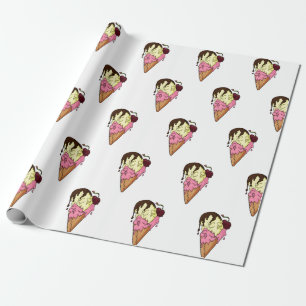 Dodelijk Sweet Strawberry n' Banana Skull Ice Crea Cadeaupapier