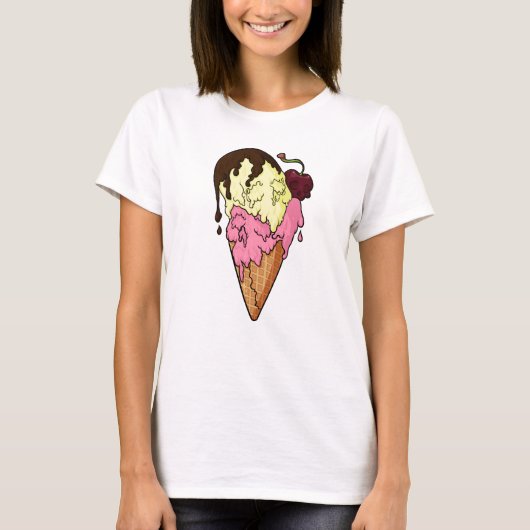 Dodelijk Sweet Strawberry n' Banana Skull Ice Crea T-shirt (Voorkant)