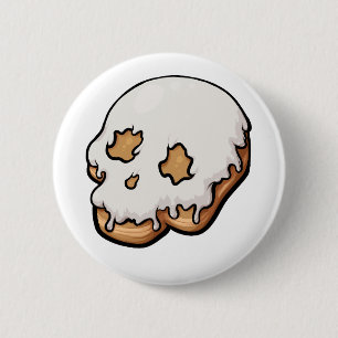Dodelijk zoete schedel donut ronde button 5,7 cm