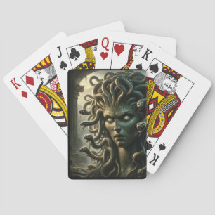 Dodelijke blik van Medusa met slangenhoofd Pokerkaarten