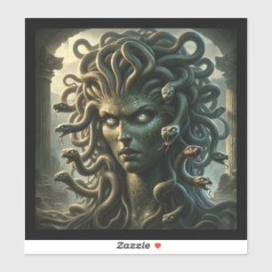 Dodelijke blik van Medusa met slangenhoofd Sticker