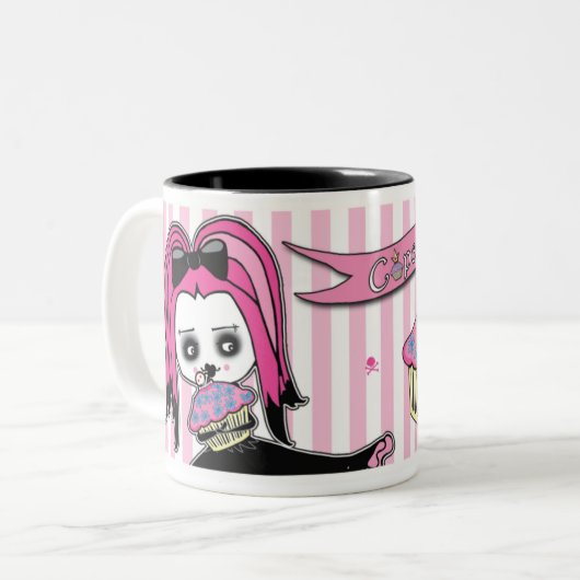 Dodelijke Cute™ Delilah Cupcake-tijd Tweekleurige Koffiemok (Voorkant links)