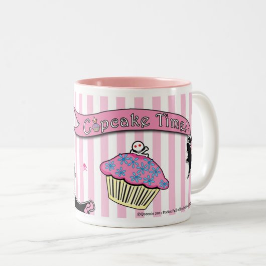 Dodelijke Cute™ Delilah Cupcake-tijd Tweekleurige Koffiemok (Voorkant rechts)