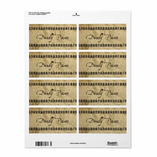 Dodelijke giflabels (groot) etiket (Full Sheet)