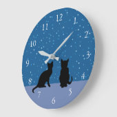 Dodelijke katten donkere nachthemel met sterren grote klok (Hoek)