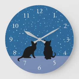 Dodelijke katten donkere nachthemel met sterren grote klok