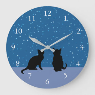 Dodelijke katten donkere nachthemel met sterren grote klok