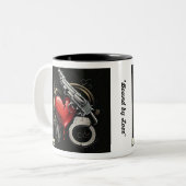 "Dodelijke liefde" Tweekleurige Koffiemok (Voorkant links)