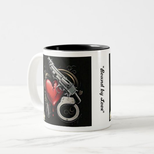 "Dodelijke liefde" Tweekleurige Koffiemok (Voorkant links)