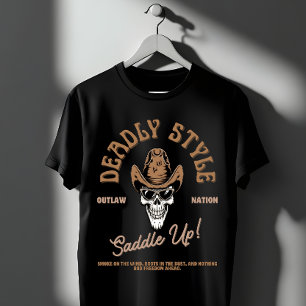 Dodelijke Stijl – Westerse Outlaw Schedel Vibe T-shirt