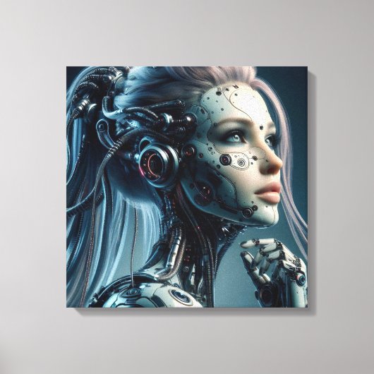 Dodelijke Vrouwelijke Cyborg Canvas Afdruk (Voorkant)
