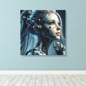 Dodelijke Vrouwelijke Cyborg Canvas Afdruk (Insitu (Houten vloer))
