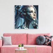 Dodelijke Vrouwelijke Cyborg Canvas Afdruk (Insitu (Woonkamer))