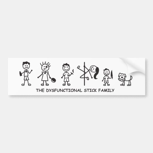 Dodemsticker uit de familie van disfunctionele sti bumpersticker (Voorkant)