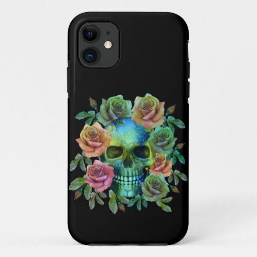 DODEN GROENE schedel MET BLOEMEN Case-Mate iPhone Case (Achterkant)