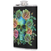 DODEN GROEne schedel MET bloemen Heupfles (Links)